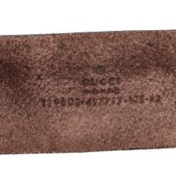 Pre Owned Gucci Brown Leather Circle Buckle Belt 105CM