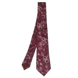 Pre Owned Gucci Burgundy Paisley Jacquard Silk Tie