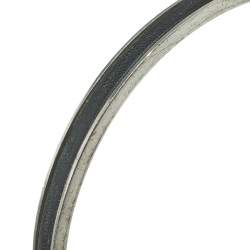 Gucci Silver Black Leather Inlay Cuff Bracelet