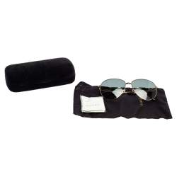 Pre Owned Gucci Green Acetate GG0138S Aviator Sunglasses