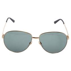 Pre Owned Gucci Green Acetate GG0138S Aviator Sunglasses