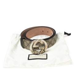 Pre Owned حزام غوتشي كانفاس GG سوبريم بيج إبزيم G متداخلة 85 سم