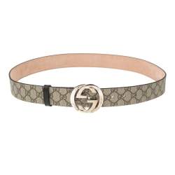 Gucci Reversible Supreme Leather Belt with GG Metal Buckle