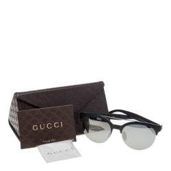 Pre Owned Gucci Black/Grey Mirrored GG 1069/S Aviator Sunglasses