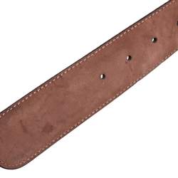 Pre Owned حزام غوتشي جلد غوتشيسيما بني داكن بإبزيم G متشابك  95 سم