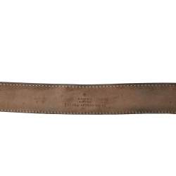 Pre Owned Gucci Black Textured Leather Buckle Belt 105CM