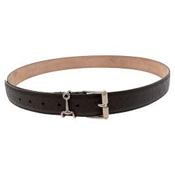 Pre Owned Gucci Brown Leather Buckle Belt 105CM