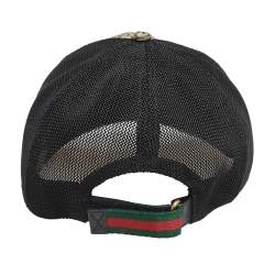 Pre Owned قبعة باسبول غوتشي كانفاس GG سوبريم مطبوع نقشة ثعبان بيج M