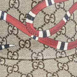 Pre Owned قبعة باسبول غوتشي كانفاس GG سوبريم مطبوع نقشة ثعبان بيج M