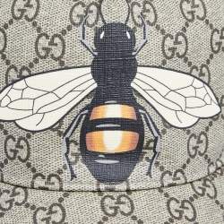 Pre Owned Gucci Beige Ebony Bee Print GG Supreme Baseball Cap M