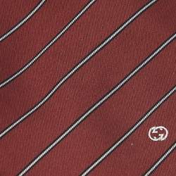 Pre Owned Gucci Maroon Striped Silk Tie