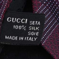 مملوكة مسبقًا Gucci Purple Diagonal Patterned Jacquard Silk Tie