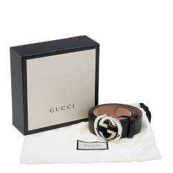 Pre Owned Gucci Black Guccissima Leather Interlocking G Belt 100CM