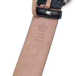 Pre Owned Gucci Black Guccissima Leather Interlocking G Belt 100CM