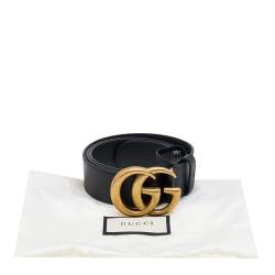 مملوكة مسبقًا Gucci Black Leather GG Marmont Belt 100 CM