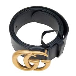 مملوكة مسبقًا Gucci Black Leather GG Marmont Belt 100 CM