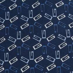 Pre Owned ربطة عنق غوتشي حرير مطبوع جي جي أزرق فينتدج