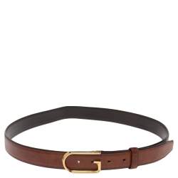 مملوكة مسبقًا حزام غوتشي جلد بني بإبزيم حرف جي 95 سم