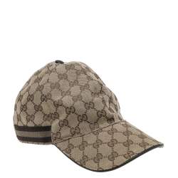مملوكة مسبقًا Gucci Beige Monogram Web Baseball Cap L