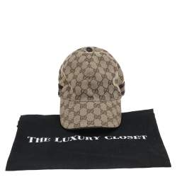 مملوكة مسبقًا Gucci Beige Monogram Web Baseball Cap L