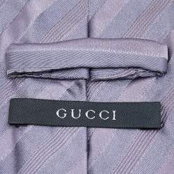 Pre Owned Gucci Purple Striped Jacquard Silk Tie