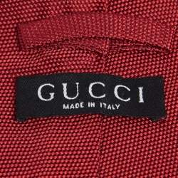 Pre Owned Gucci Red Silk Jacquard Tie