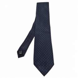 Gucci Navy Blue Silk Jacquard Tie