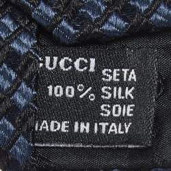 Gucci Navy Blue Silk Jacquard Tie