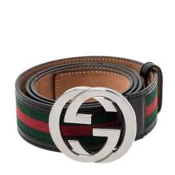 Gucci Black/Red Leather and Canvas GG Web Buckle Belt 90CM Gucci | The  Luxury Closet