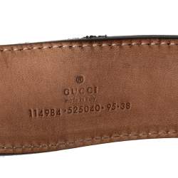 Pre Owned Gucci Black Leather and Canvas Web Interlocking G Buckle Belt 95CM