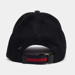 Pre Owned Gucci Black/Grey GG Supreme Angry Cat Patch Cap S