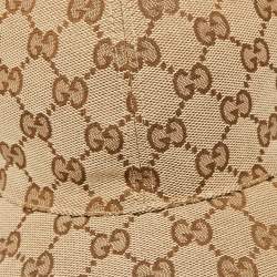 Pre Owned كاب بيسبول غوتشي كانفاس GG مخطط ويب ثنائي اللون مقاس متوسط - ميديوم