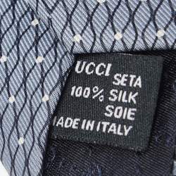 Pre Owned Gucci Blue Printed Silk Traditional Tie 