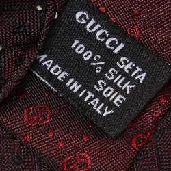 Pre Owned Gucci Burgundy Jacquard Silk Tie