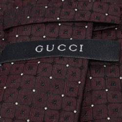 Pre Owned Gucci Burgundy Jacquard Silk Tie