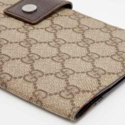 Pre Owned Gucci Beige/Ebony GG Supreme Canvas and Leather Passport Holder