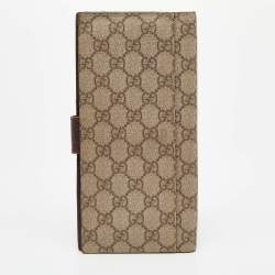 Pre Owned Gucci Beige/Ebony GG Supreme Canvas and Leather Passport Holder