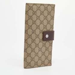 Pre Owned Gucci Beige/Ebony GG Supreme Canvas and Leather Passport Holder