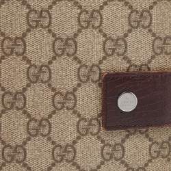 Pre Owned Gucci Beige/Ebony GG Supreme Canvas and Leather Passport Holder