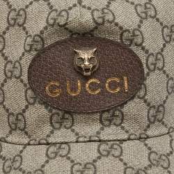 Pre Owned Gucci Beige Canvas GG Supreme Appliqued Baseball Cap