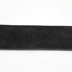 Pre Owned Gucci Black Textured Leather Buckle Belt 85CM