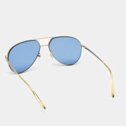 Pre Owned Gucci Gold Tone/Blue GG0356S Aviator Sunglasses