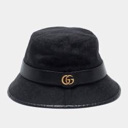 Pre Owned Gucci Black GG Supreme Jacquard Bucket Hat 