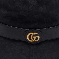 Pre Owned Gucci Black GG Supreme Jacquard Bucket Hat 