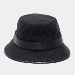 Pre Owned Gucci Black GG Supreme Jacquard Bucket Hat 