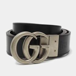Pre Owned Gucci Grey GG Supreme Canvas Reversible Interlocking GG Buckle Belt 100CM