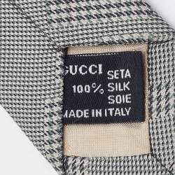 Pre Owned Gucci Vintage Grey Logo Jacquard Silk Tie