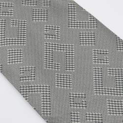 Pre Owned Gucci Vintage Grey Logo Jacquard Silk Tie