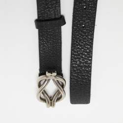Pre Owned Gucci Black Leather Knotted Buckle Belt 95CM