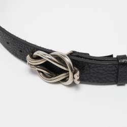 Pre Owned Gucci Black Leather Knotted Buckle Belt 95CM